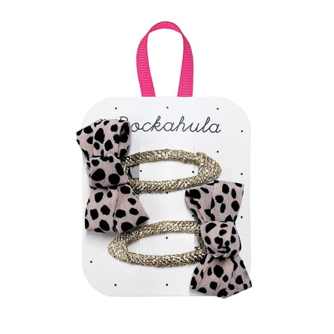 Leopard Love Twisty Bow Clips, Rockahula Kids