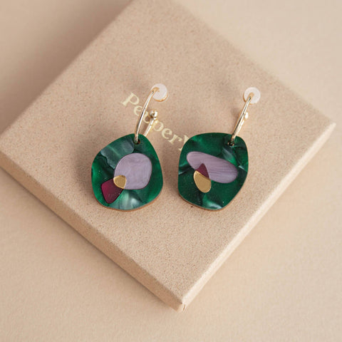 Pepper You Puddle Hoop Earrings in Teal