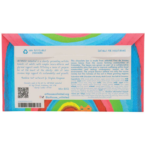 ARTHOUSE Unlimited - Rainbow Cat, Milk Chocolate Bar with Smoky Malt Crunch, Sea Salt & Cinnamon