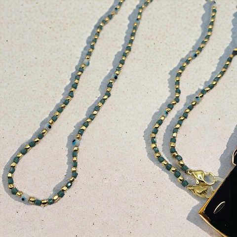 Narratives The Line - Teal & Gold Evil Eye Mix Glasses Chain