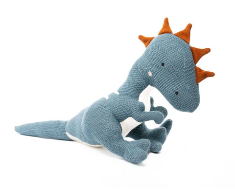 Best Years Large Organic Cotton Dinosaur Plush Toy, T Rex Blue