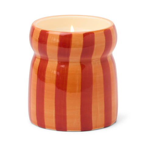 Designworks Collective - Cabana Red/Coral Striped Ceramic Candle