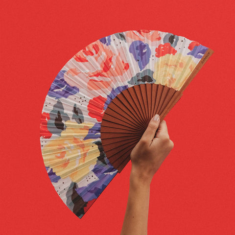 A FAN OF - FRESH ROSES Fan - Medium - Red, blue, yellow, green