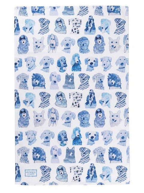 ARTHOUSE Unlimited - Blue Dogs, 100% Organic Cotton Tea Towel