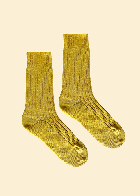 Sock Sisters - Yellow Wide Rib Socks - Regular Length