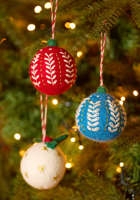 Namaste Embroidered Felt Christmas Baubles