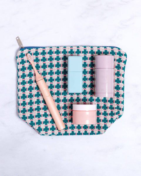 Sophie Home Wash Bag: Green & Pink