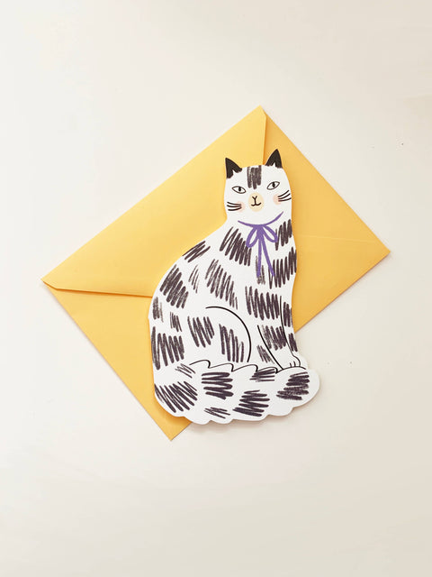 Kitty Kenda Papergoods - Sitting Kitty Shaped Card