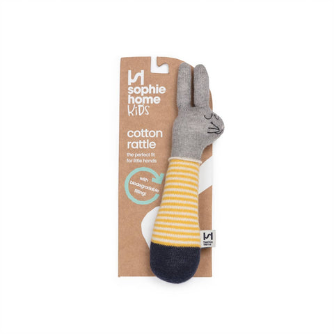 Sophie Home - Cotton Knit Baby Rattle Toy: Rabbit Citrus