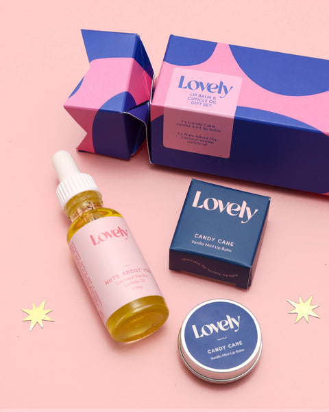 Lovely Skincare - Christmas Cracker Lip Balm & Cuticle Oil Gift Set