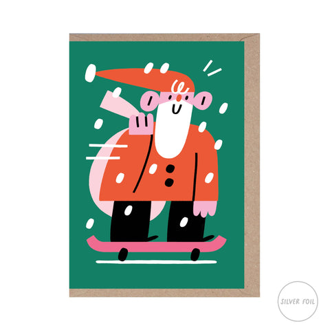 Rumble Cards - Skating Santa Christmas Card