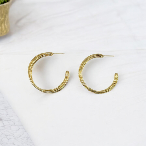 Narratives The Line - Gold Multi Row Hoop Earrings