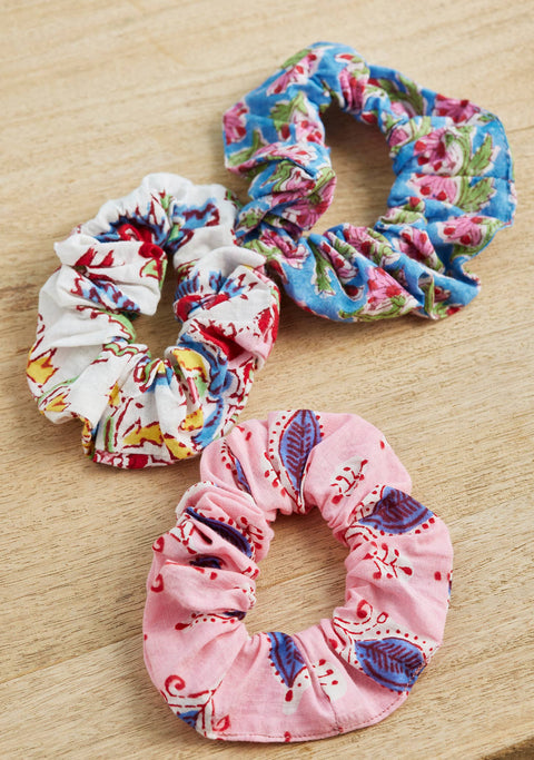 Namaste Block Print Scrunchie