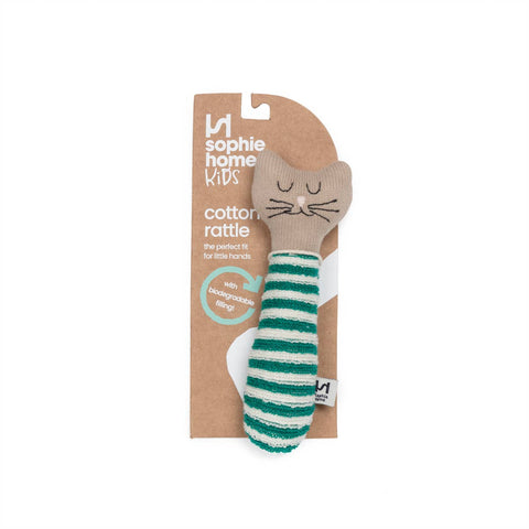 Cotton Knit Baby Rattle Toy: Cat Green, Sophie Home