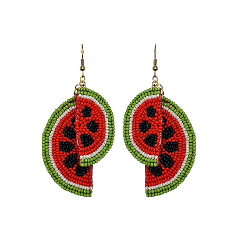 Narratives The Line - Beaded Double Watermelon Drop Earrings
