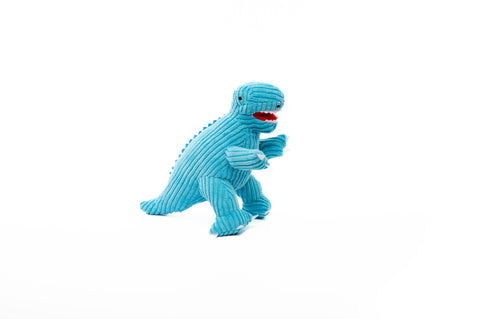 Best Years Ltd - Small Corduroy T Rex Dinosaur Plush Toy in Ice Blue