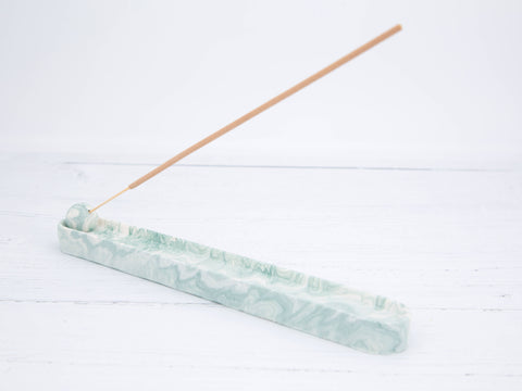 Eco Homeware Studio - Handmade Jesmonite incense holder - Zen Green Marble