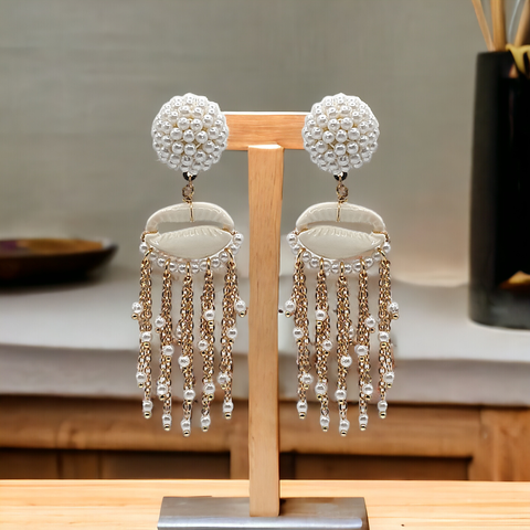 Narratives The Line - Statement Shell Tassel Earrings