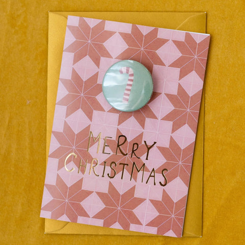 Candy Cane Badge Christmas Card, Merry Christmas, Oh Squirrel