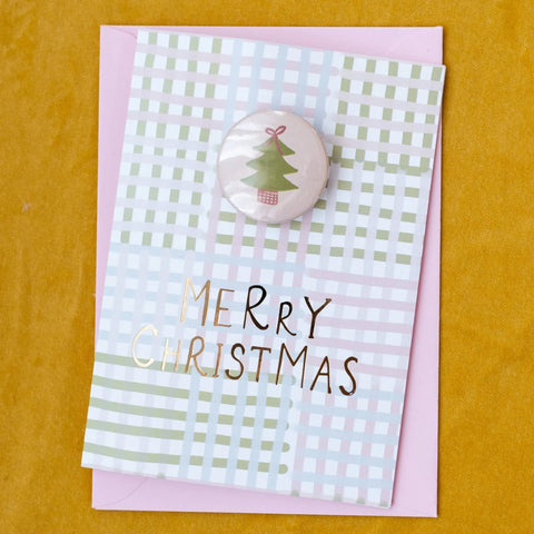 Christmas Tree Badge Christmas Card, Merry Christmas, Oh Squirrel